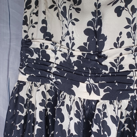 Ann Taylor 100% Silk Sleeveless Black and Cream Floral Dress Size 2 - Picture 5 of 11